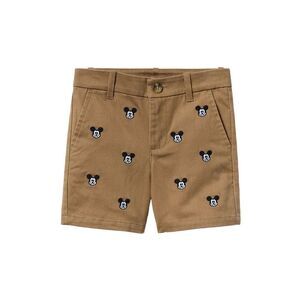 Janie And Jack Girls Disney Mickey Mouse Embroidered Twill Short, Brown
